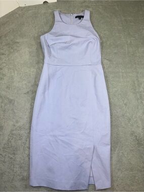 Banana Republic Bi-Stretch Racer-Neck Sheath Dress Lavender Purple Slit Size 2